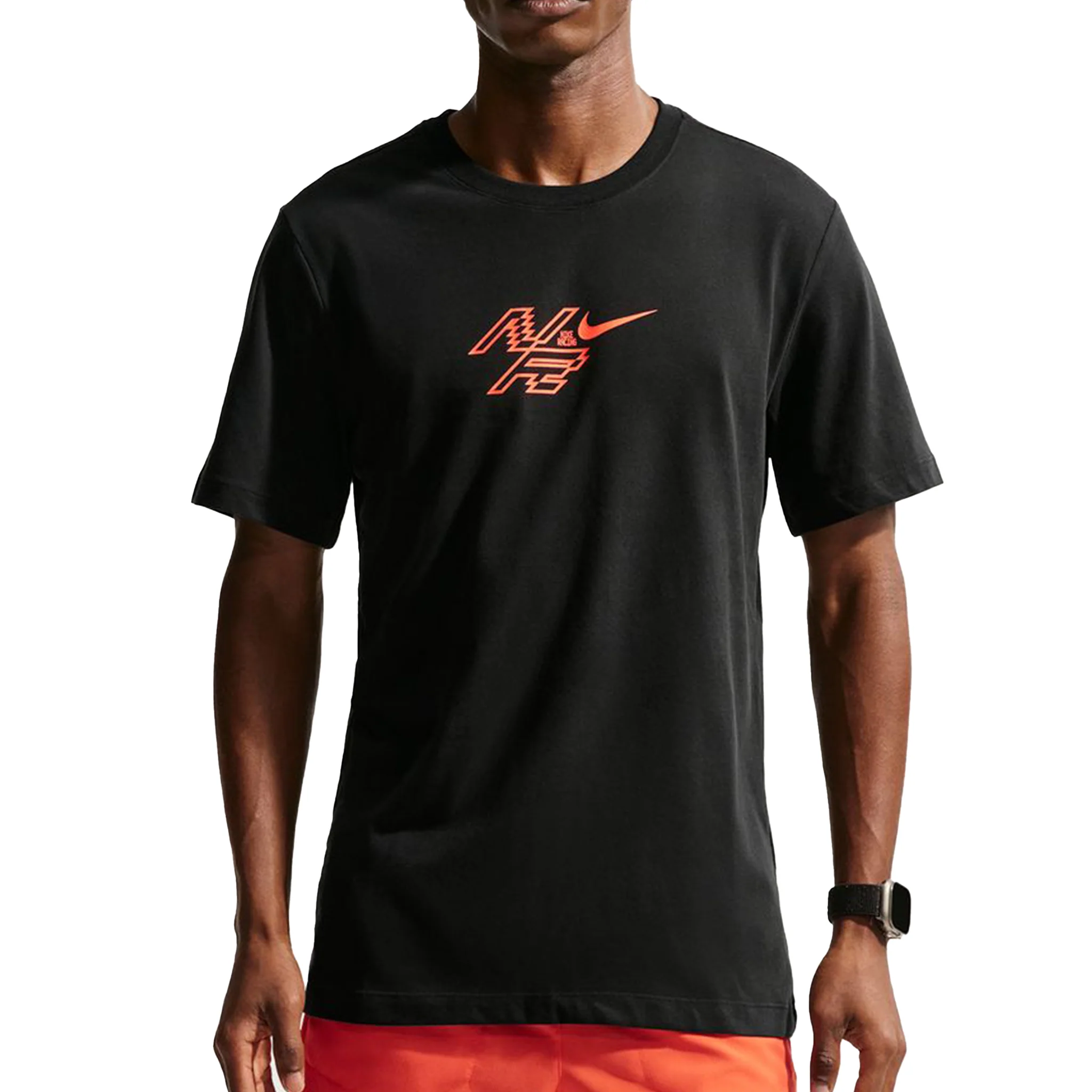 Nike Mens Dri-FIT AeroSwift Running Tee - Black/Bright Crimson - SP26