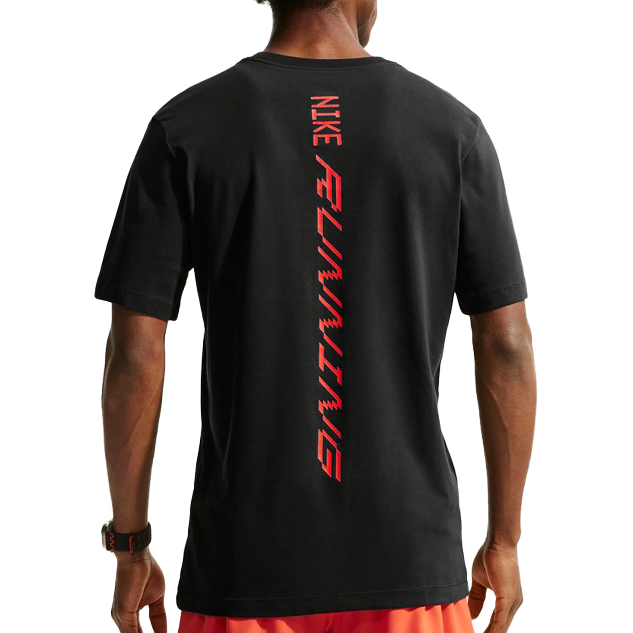 Nike Mens Dri-FIT AeroSwift Running Tee - Black/Bright Crimson - SP26 - Image 2