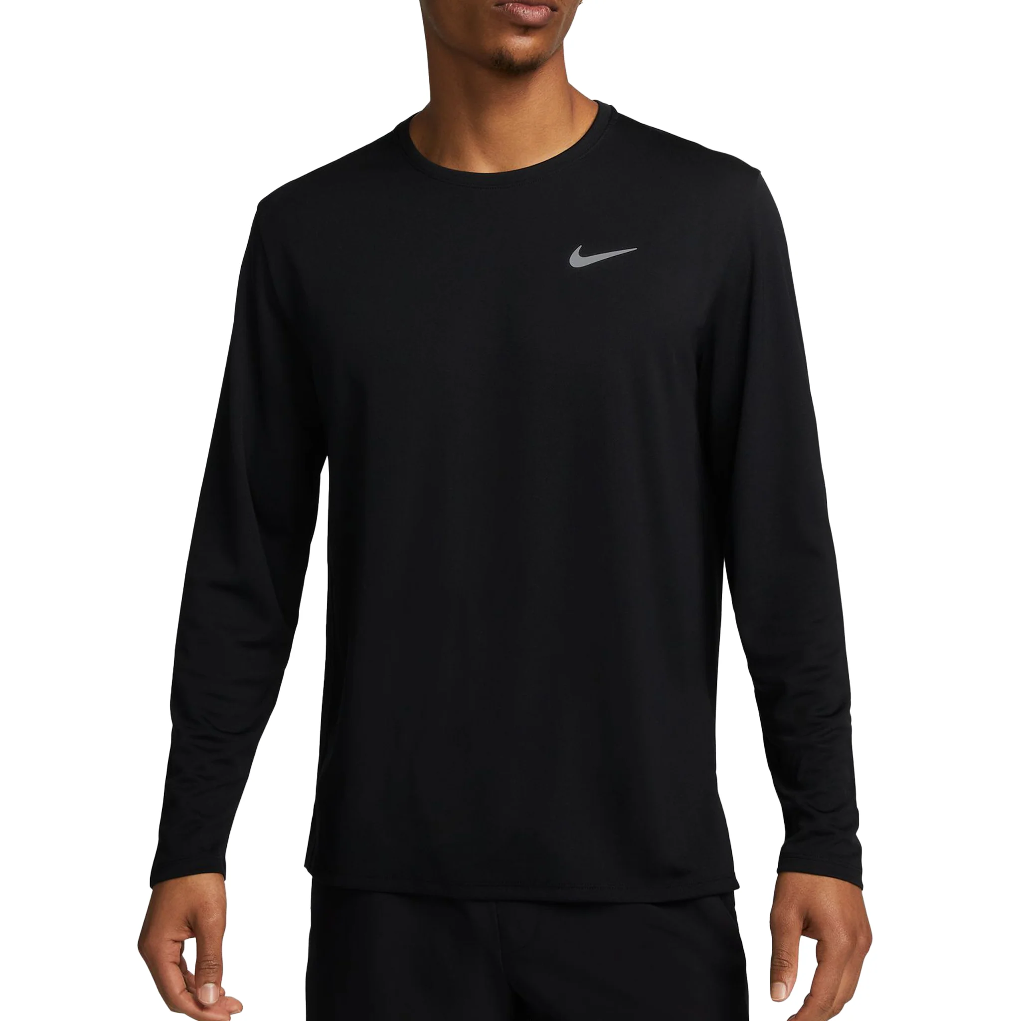 Nike Mens Dri-FIT UV L/S Miler Top - Black/Reflective Silver - HO25