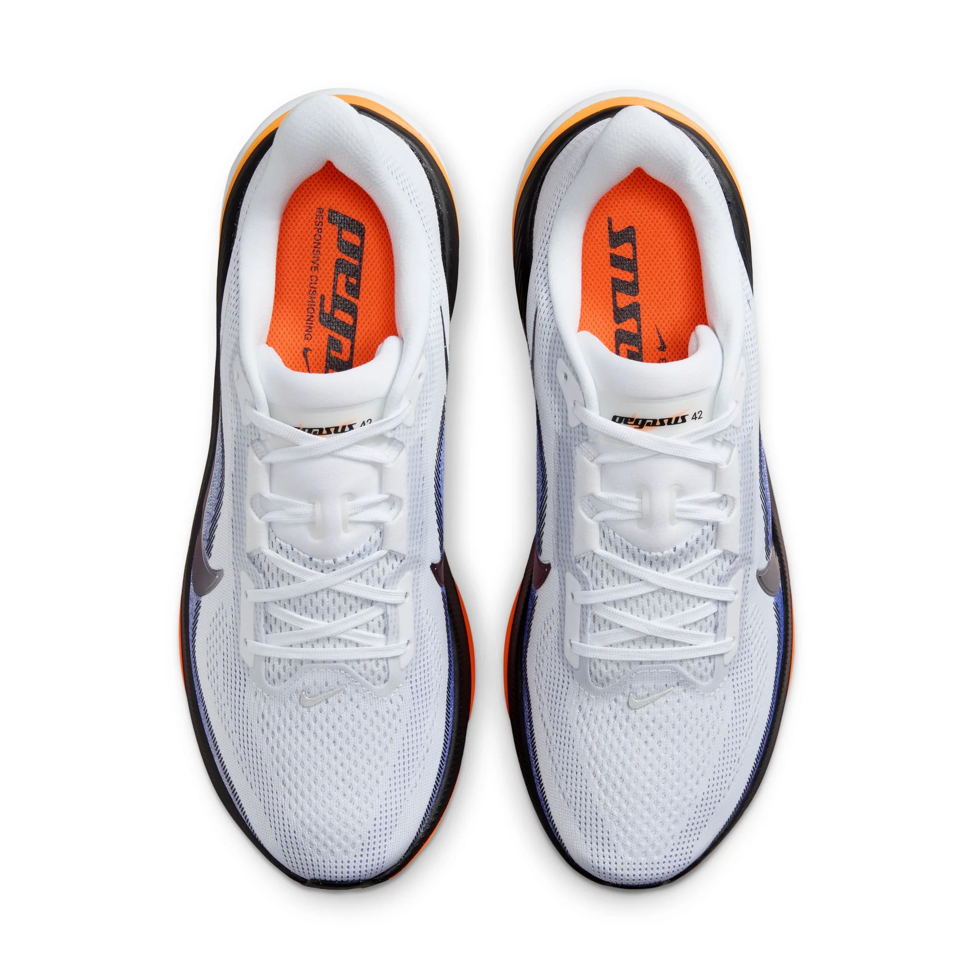 Nike Mens Pegasus 42 - White/Metallic Silver/Lapis/Total Orange - Neutral - SU26 - Image 5