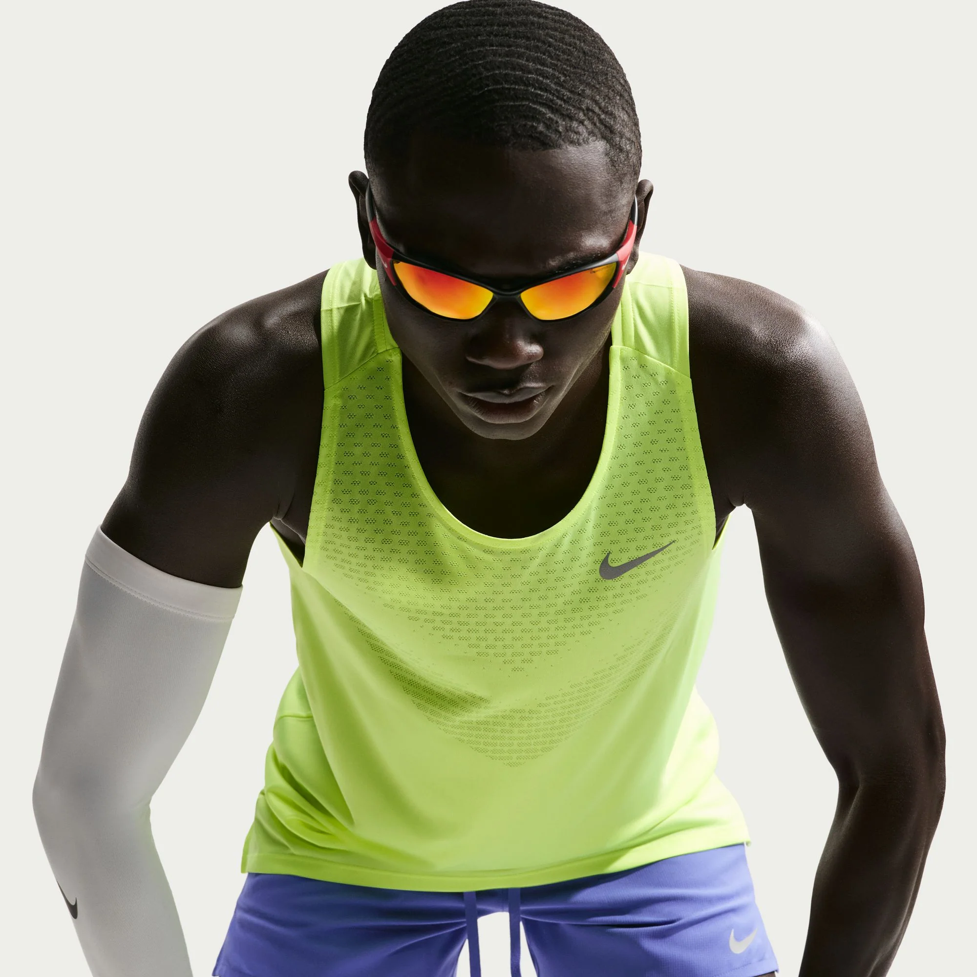 Nike Mens Stride Dri-FIT ADV Running Tank - Volt Ice/Reflective Silver - SP26 - Image 5