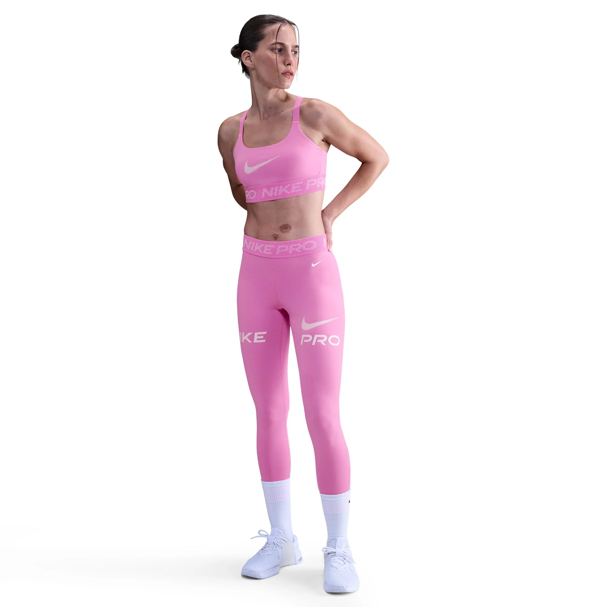 Nike Pro Women's Light-Support Non-Padded Sports Bra - Playful Pink/Pink Foam/White - FA25 - Image 4