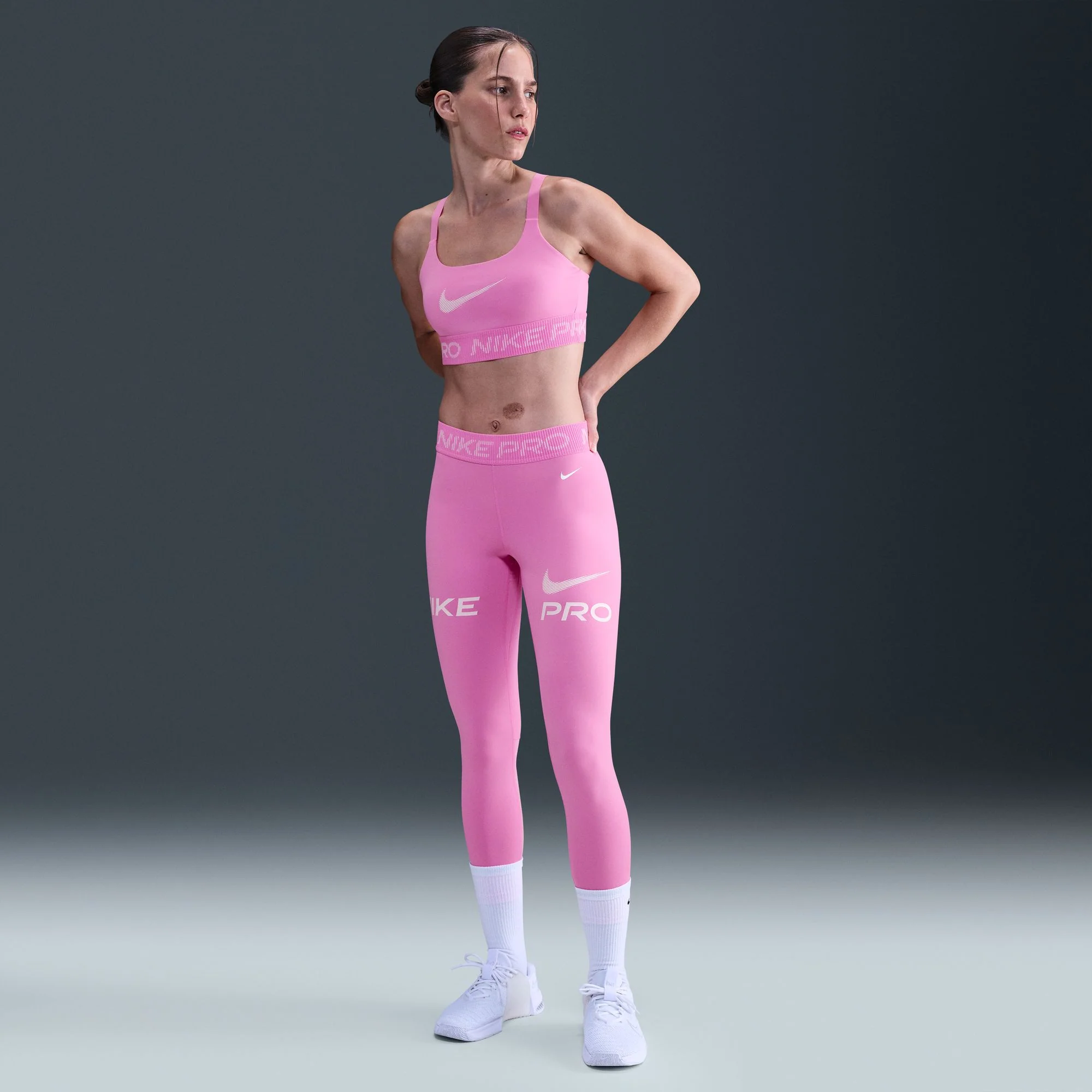 Nike Pro Women's Light-Support Non-Padded Sports Bra - Playful Pink/Pink Foam/White - FA25 - Image 5