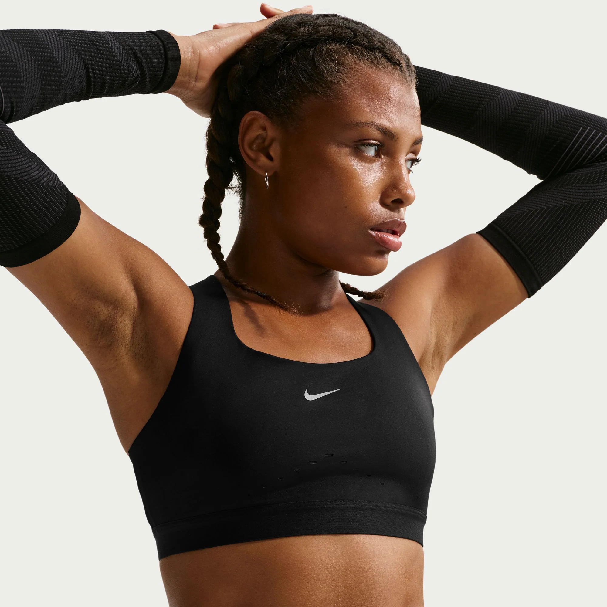 Nike Swift Womens High-Support Lightly Lined Sports Bra - Black/Reflective Silver - SP26 - Image 3