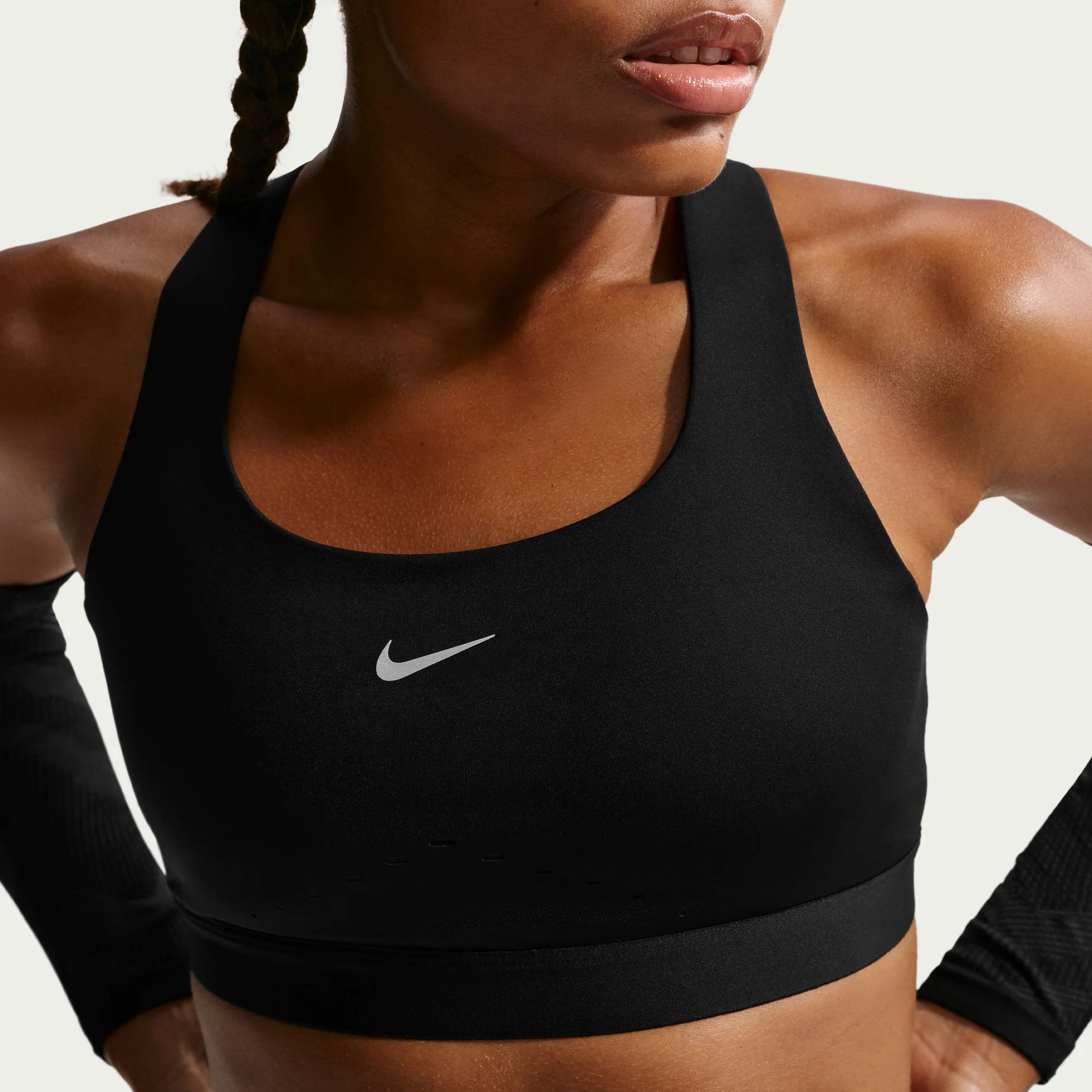 Nike Swift Womens High-Support Lightly Lined Sports Bra - Black/Reflective Silver - SP26 - Image 4