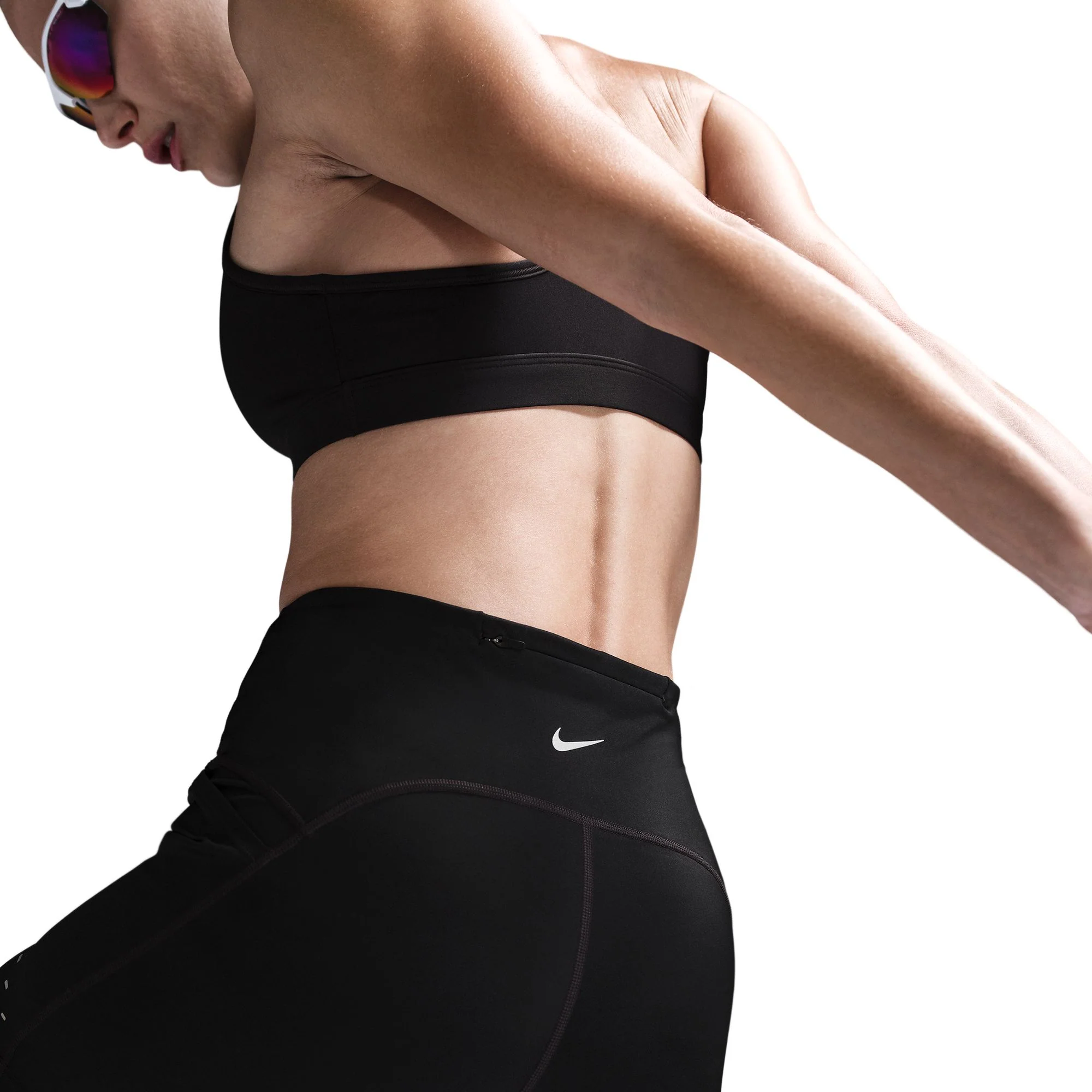 Nike Swift Womens High-Waisted 4" Tight Running Shorts With Pockets - Black/Reflective Silver - HO25 - Image 3