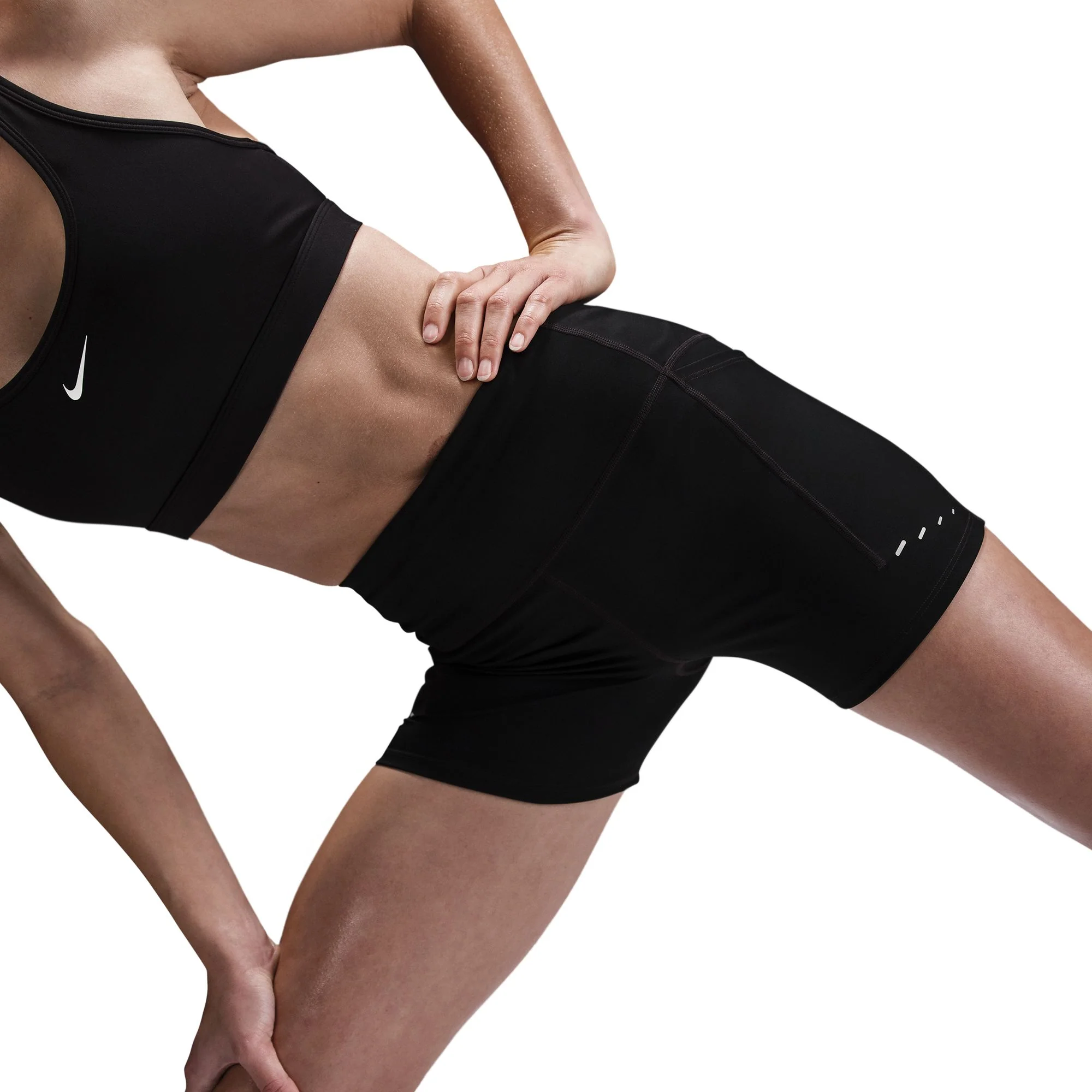 Nike Swift Womens High-Waisted 4" Tight Running Shorts With Pockets - Black/Reflective Silver - HO25 - Image 4