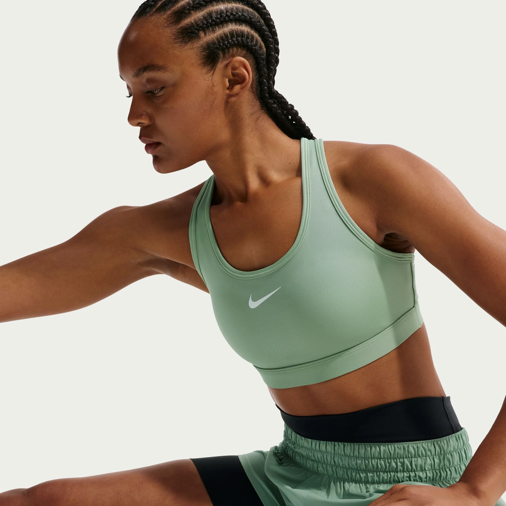 Nike Swoosh Womens Medium Support Padded Sports Bra - Steam/White - SP26 - Image 4