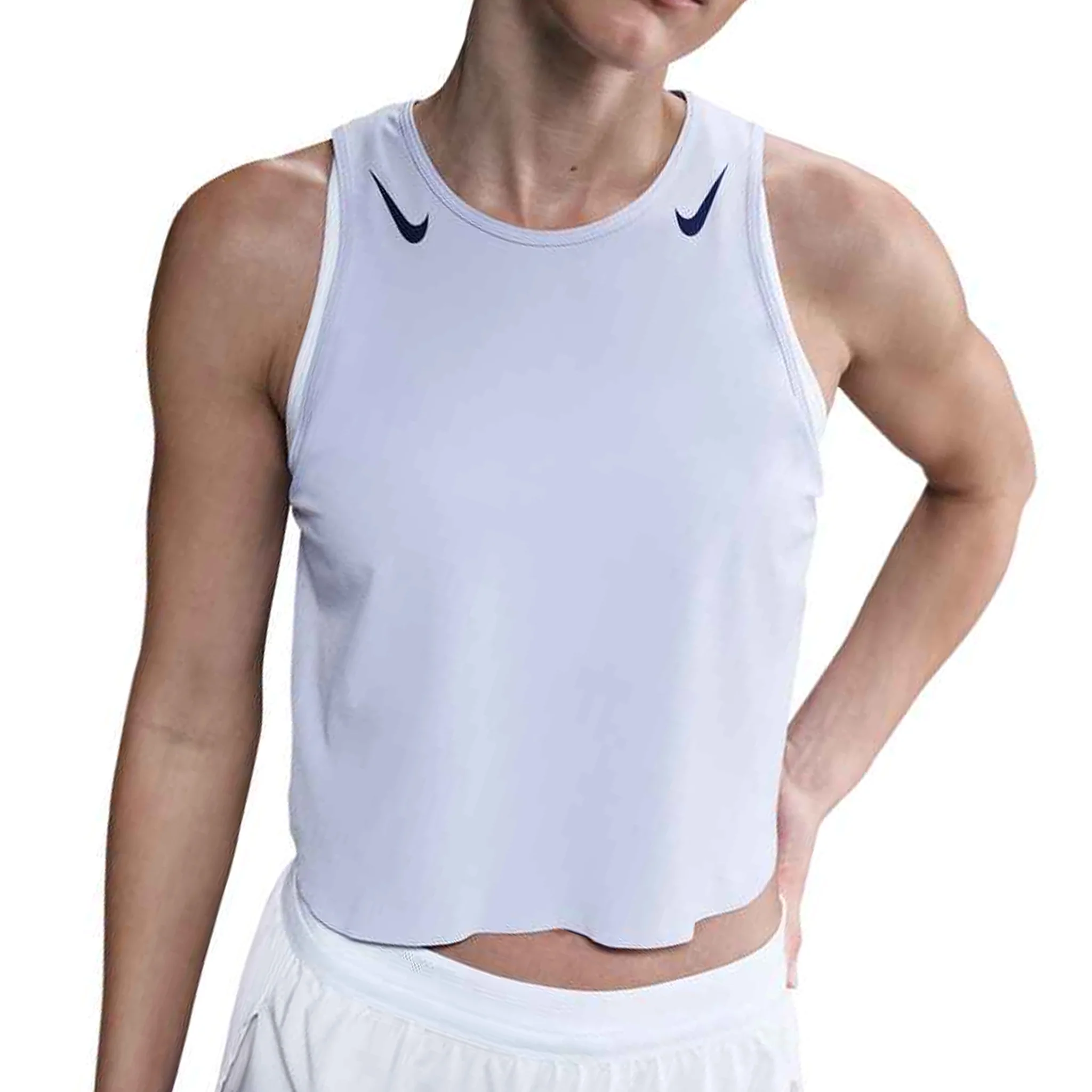 Nike Womens Dri-FIT ADV Cropped Running Tank Top - Ghost/Blue Void - FA25