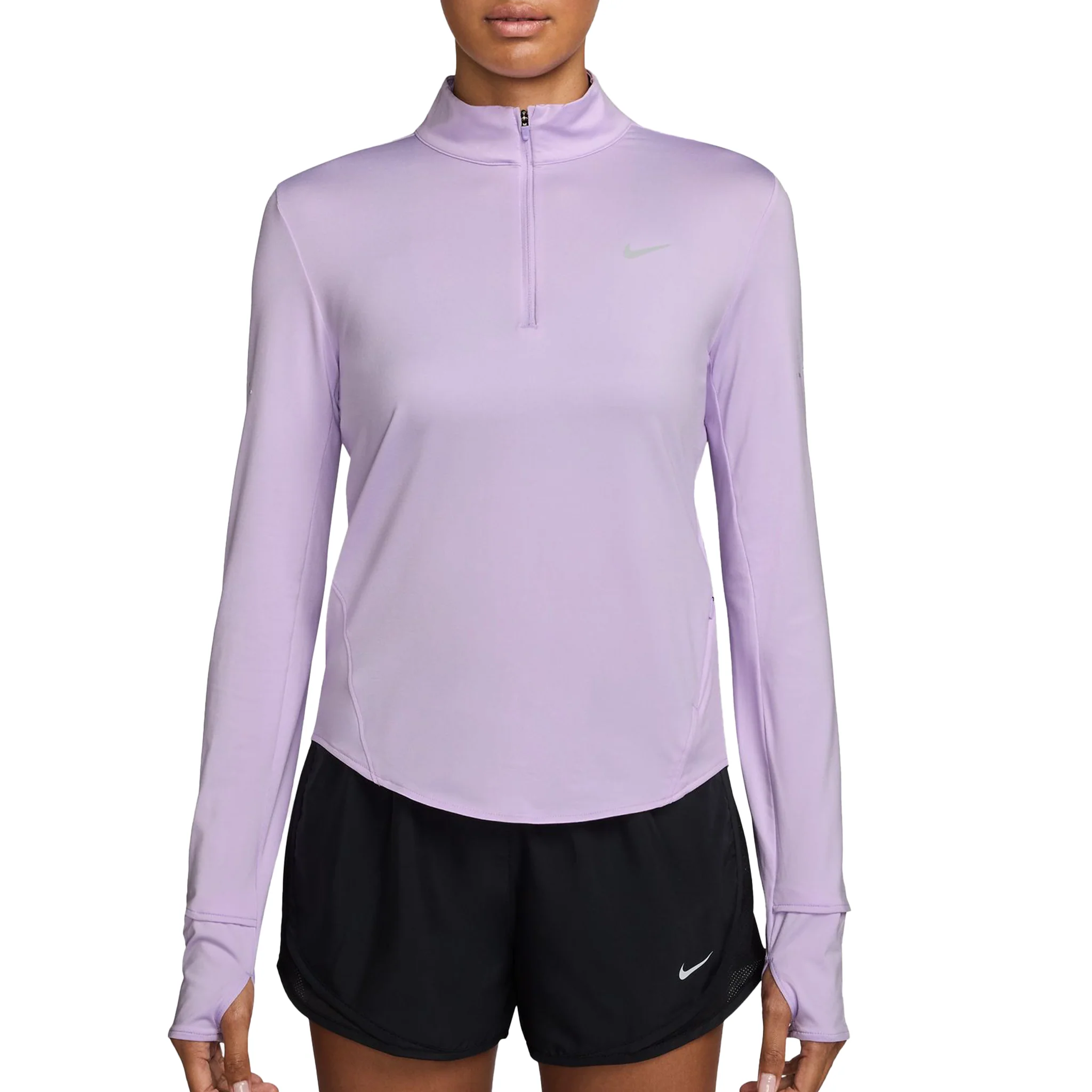 Nike Womens Dri-FIT UV 1/4 Zip L/S Swift Tee - Violet Mist/Reflective Silver