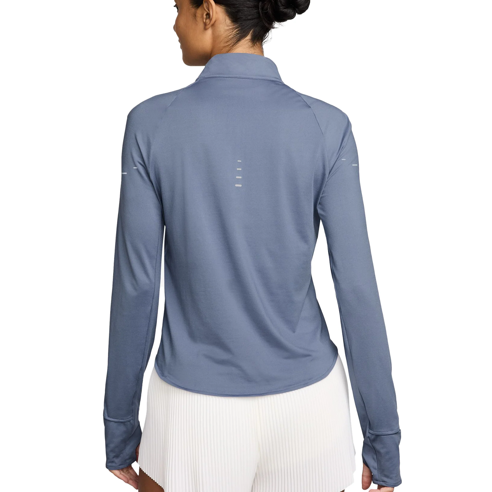 Nike Womens Dri-FIT UV 1/4 Zip L/S Swift Tee - World Indigo/Reflective Silver - HO25 - Image 2