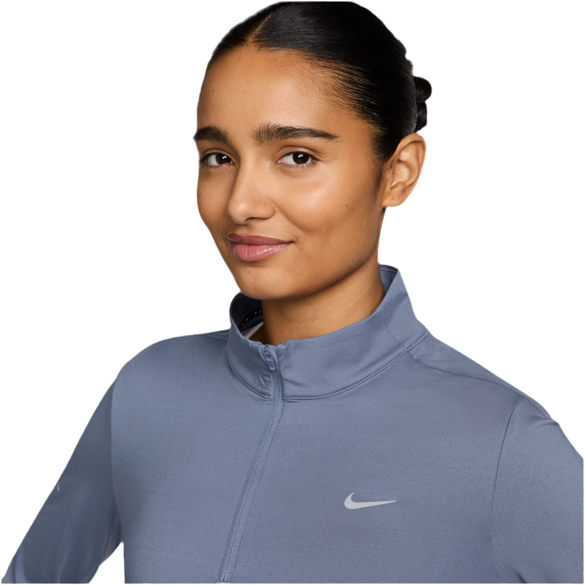 Nike Womens Dri-FIT UV 1/4 Zip L/S Swift Tee - World Indigo/Reflective Silver - HO25 - Image 4