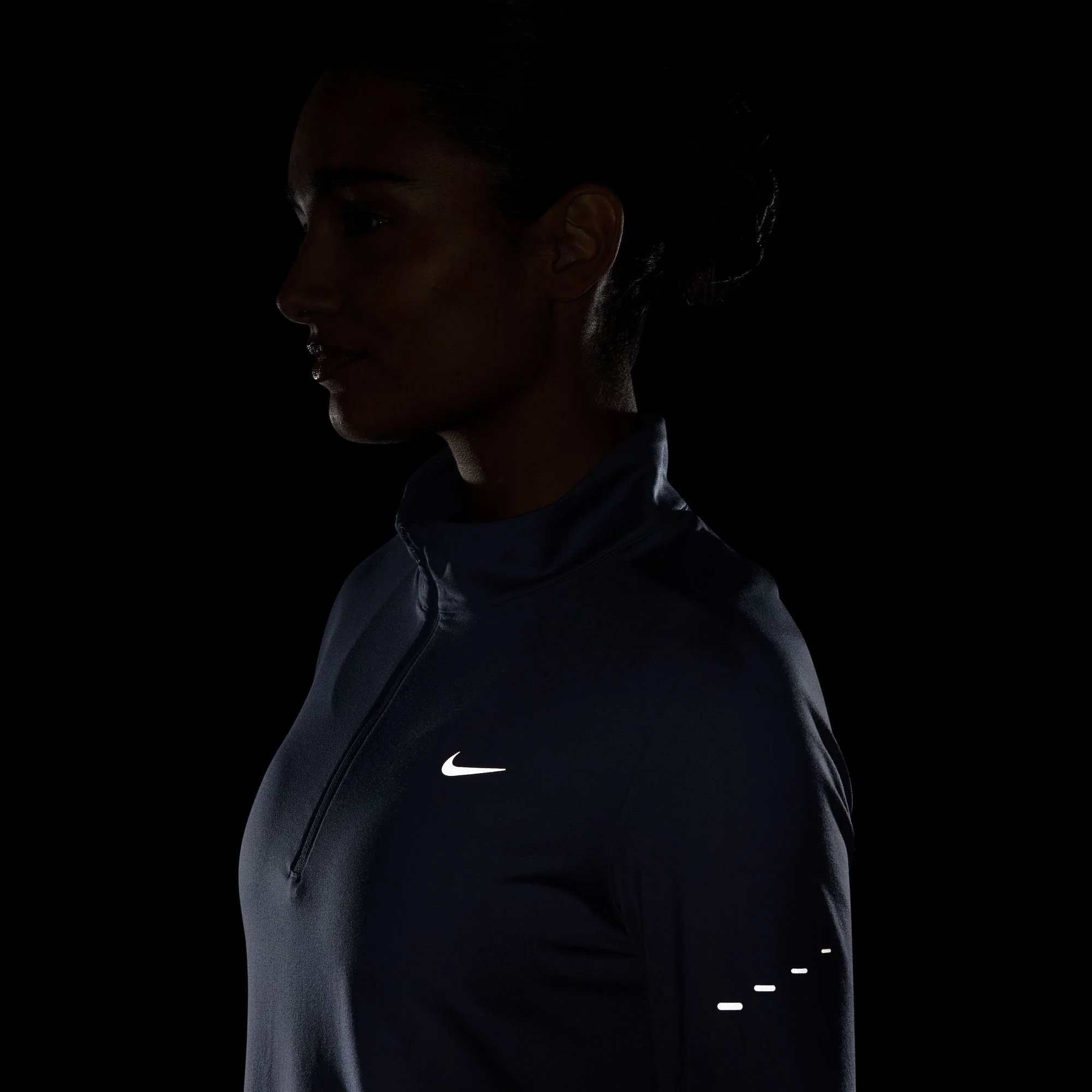 Nike Womens Dri-FIT UV 1/4 Zip L/S Swift Tee - World Indigo/Reflective Silver - HO25 - Image 7