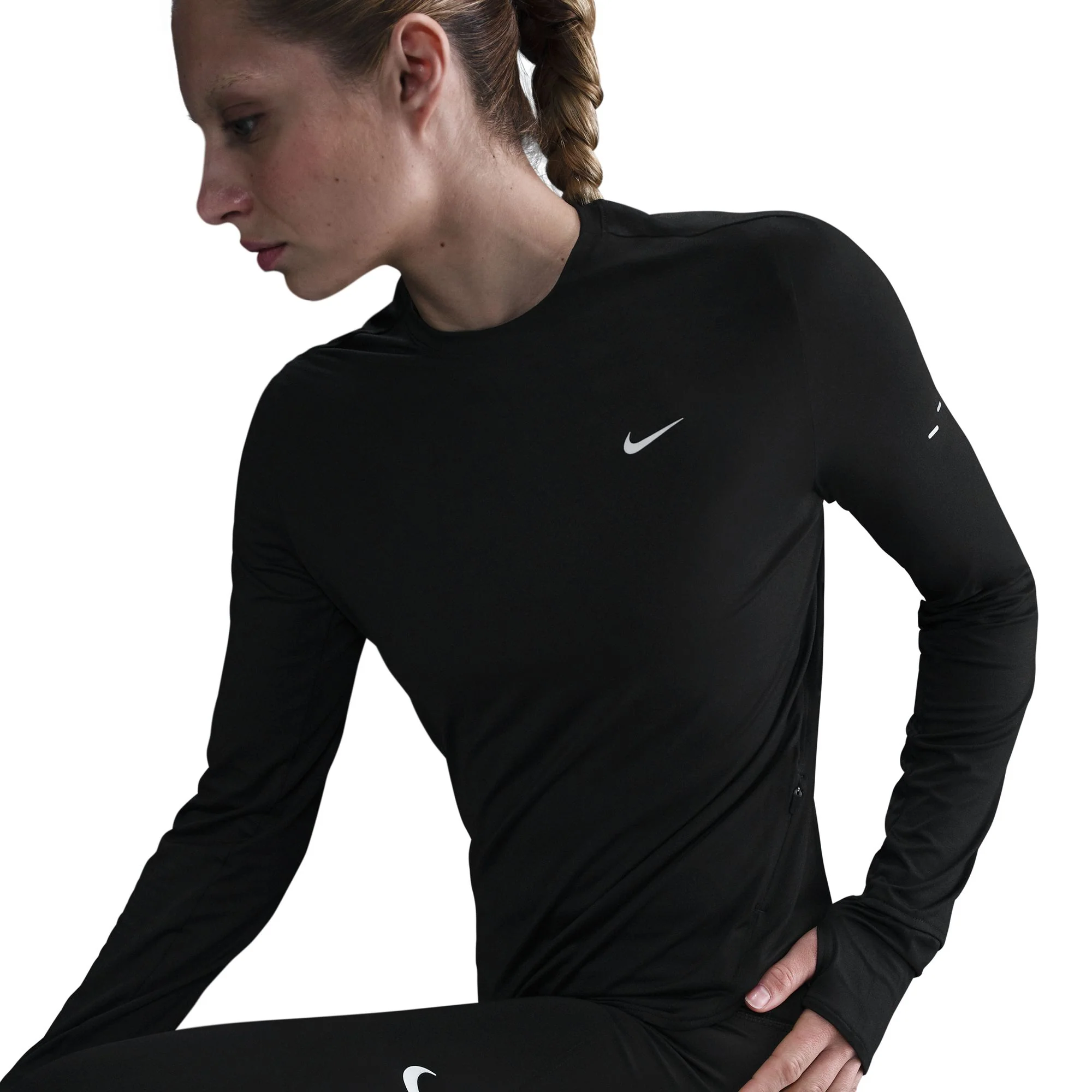 Nike Womens Dri-FIT UV L/S Crew Neck Swift Tee - Black/Reflective Silver - HO25 - Image 5
