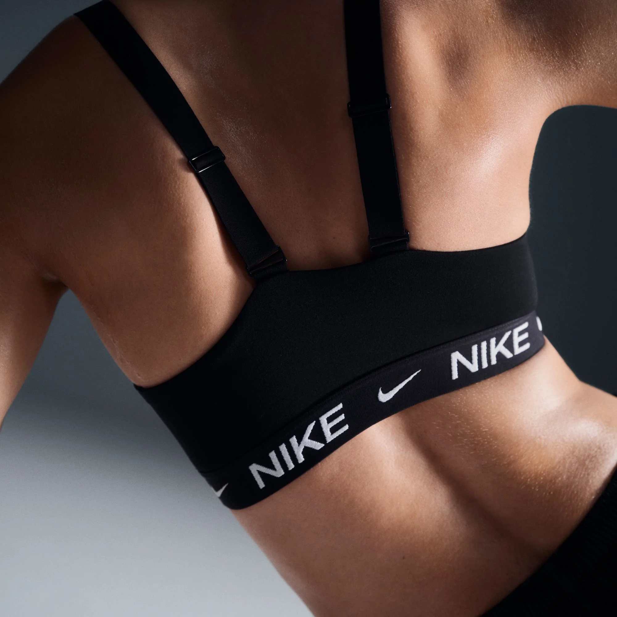 Nike Womens Indy Medium Support Padded Sports Bra - Black/White - FA25 - Image 2