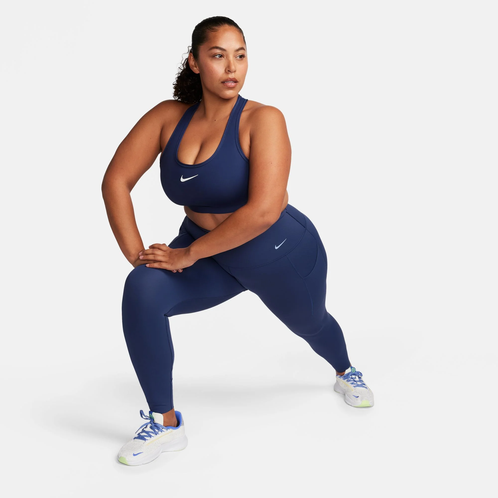 Nike Womens Medium Support Padded Sports Bra - Midnight Navy/White - FA25 - Image 6