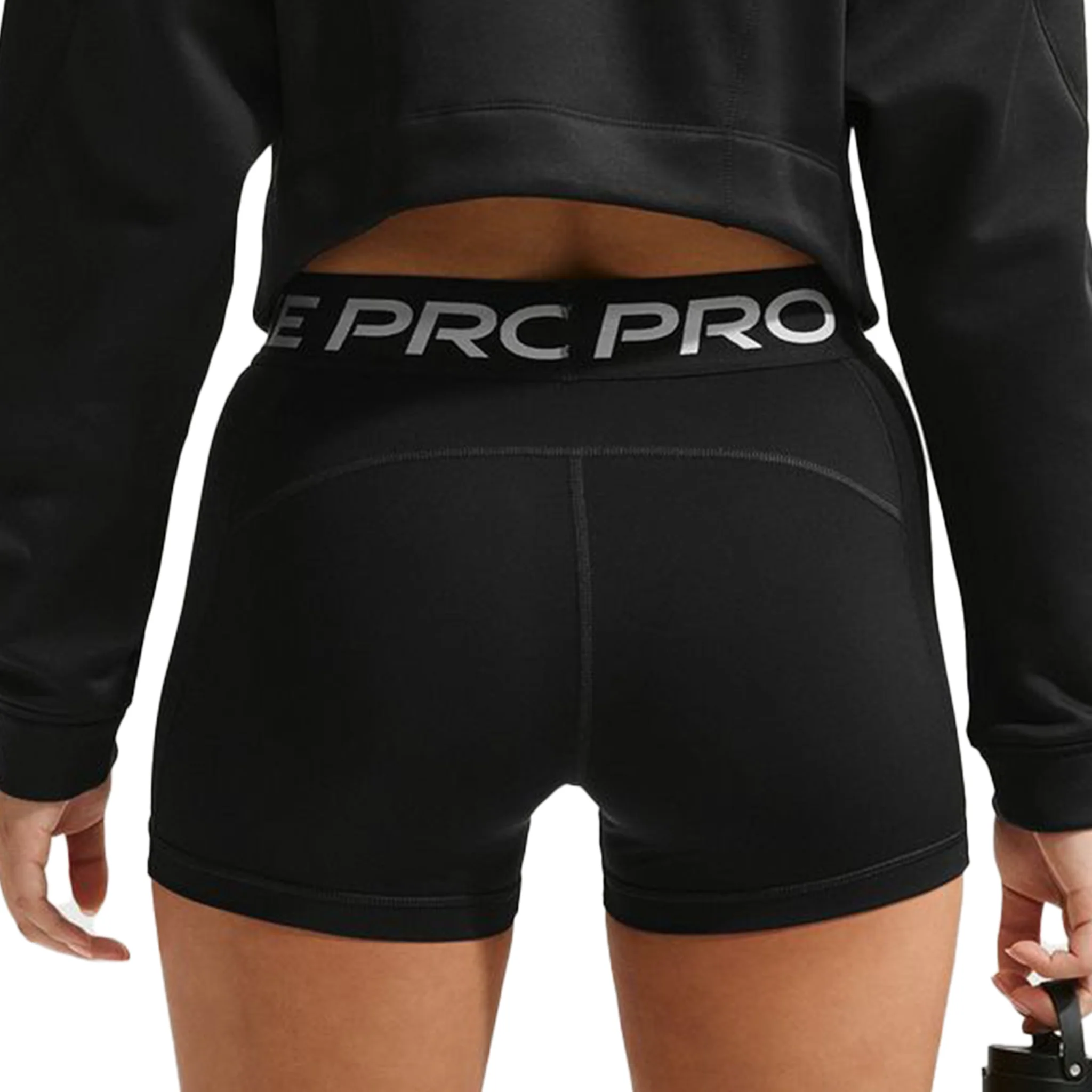 Nike Womens Pro Mid-Rise 3" Biker Shorts - Black/White - SP26 - Image 2