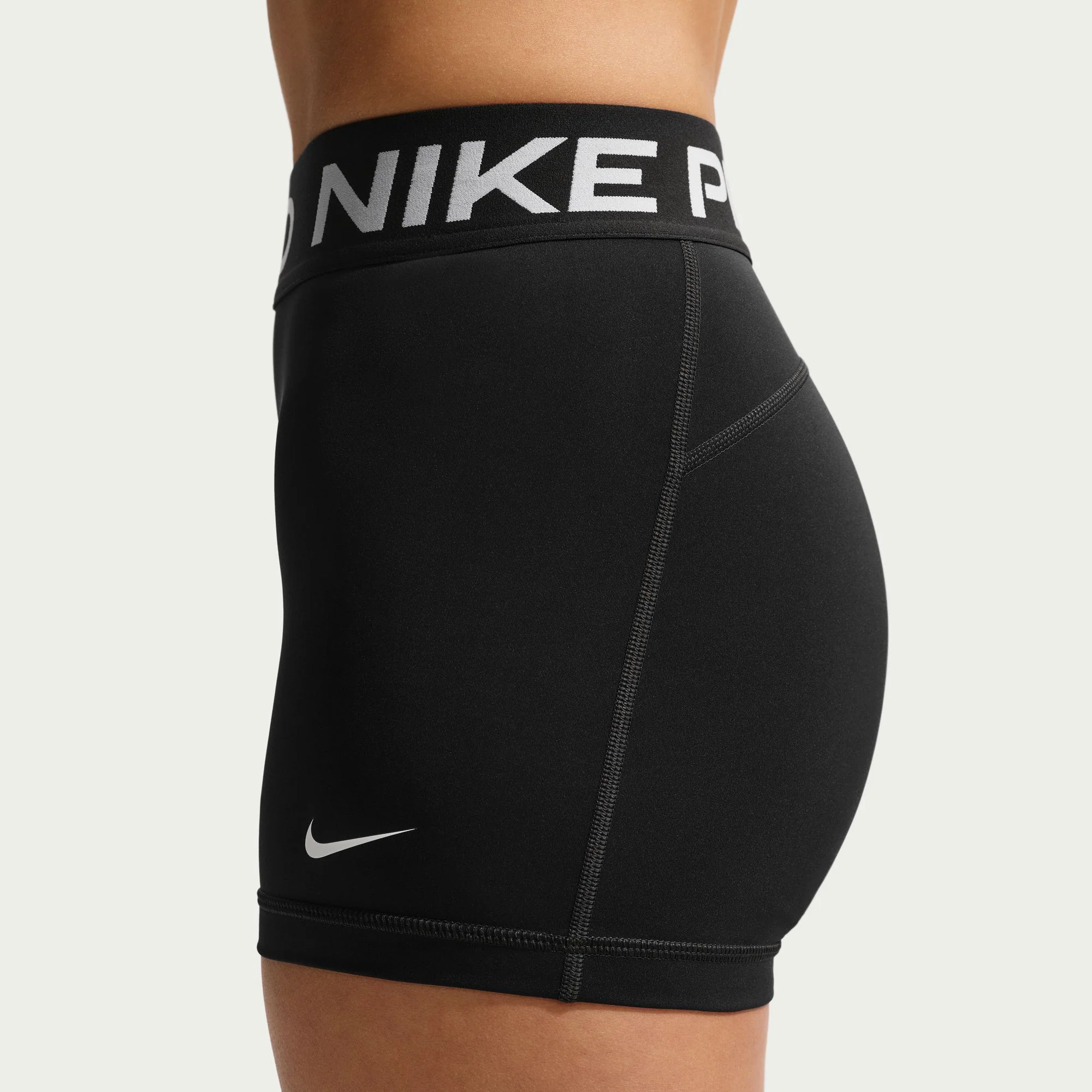 Nike Womens Pro Mid-Rise 3" Biker Shorts - Black/White - SP26 - Image 3