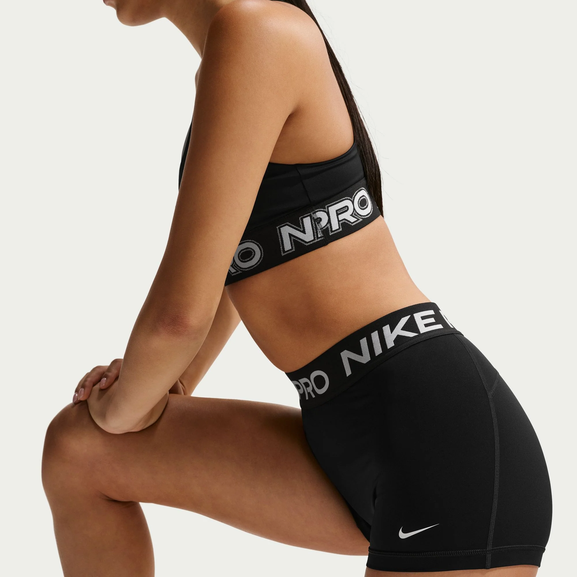 Nike Womens Pro Mid-Rise 3" Biker Shorts - Black/White - SP26 - Image 4