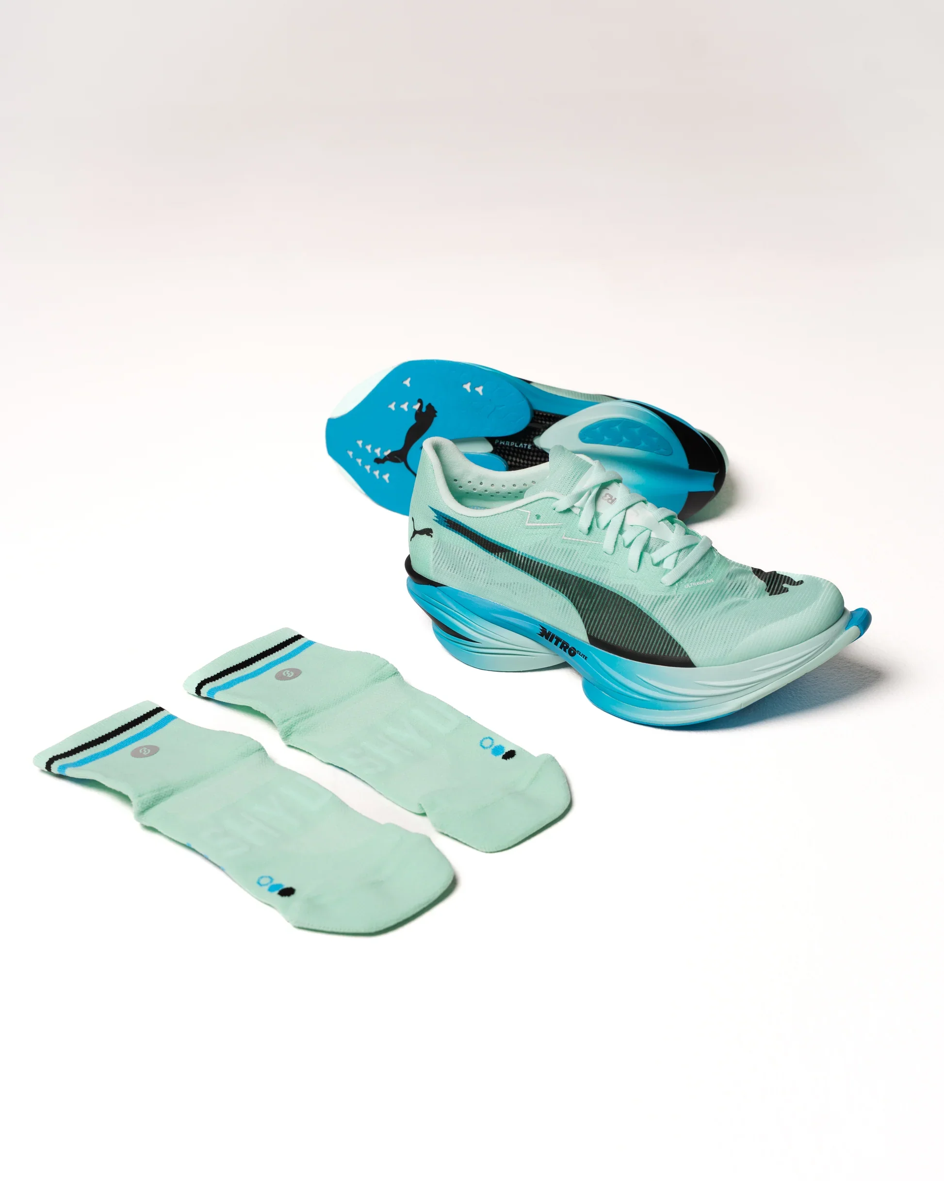 SHYU Racing Half Crew Socks - Aqua/Blue/Black - Image 3