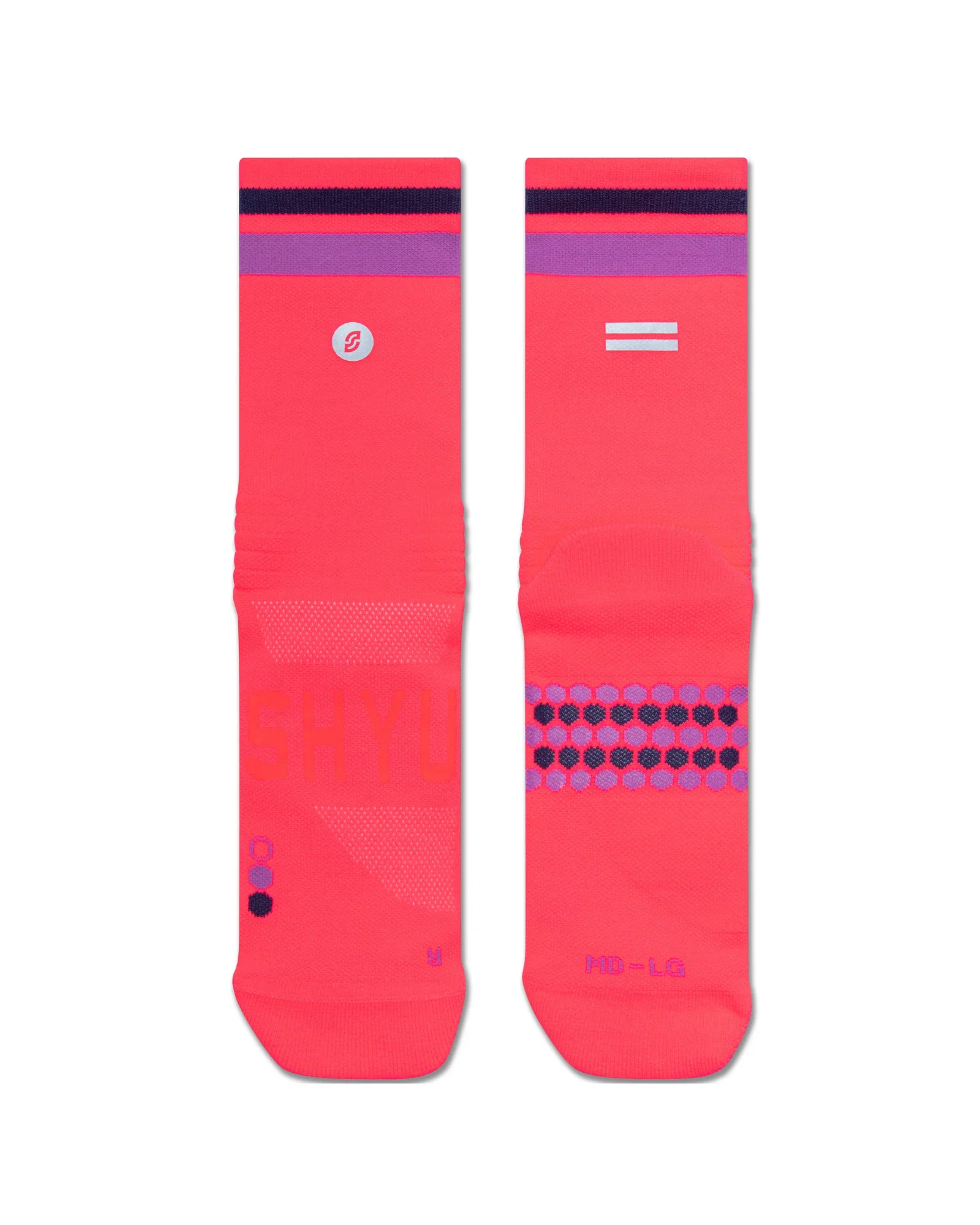 SHYU Racing Half Crew Socks - Cerise/Purple/Black - Image 2