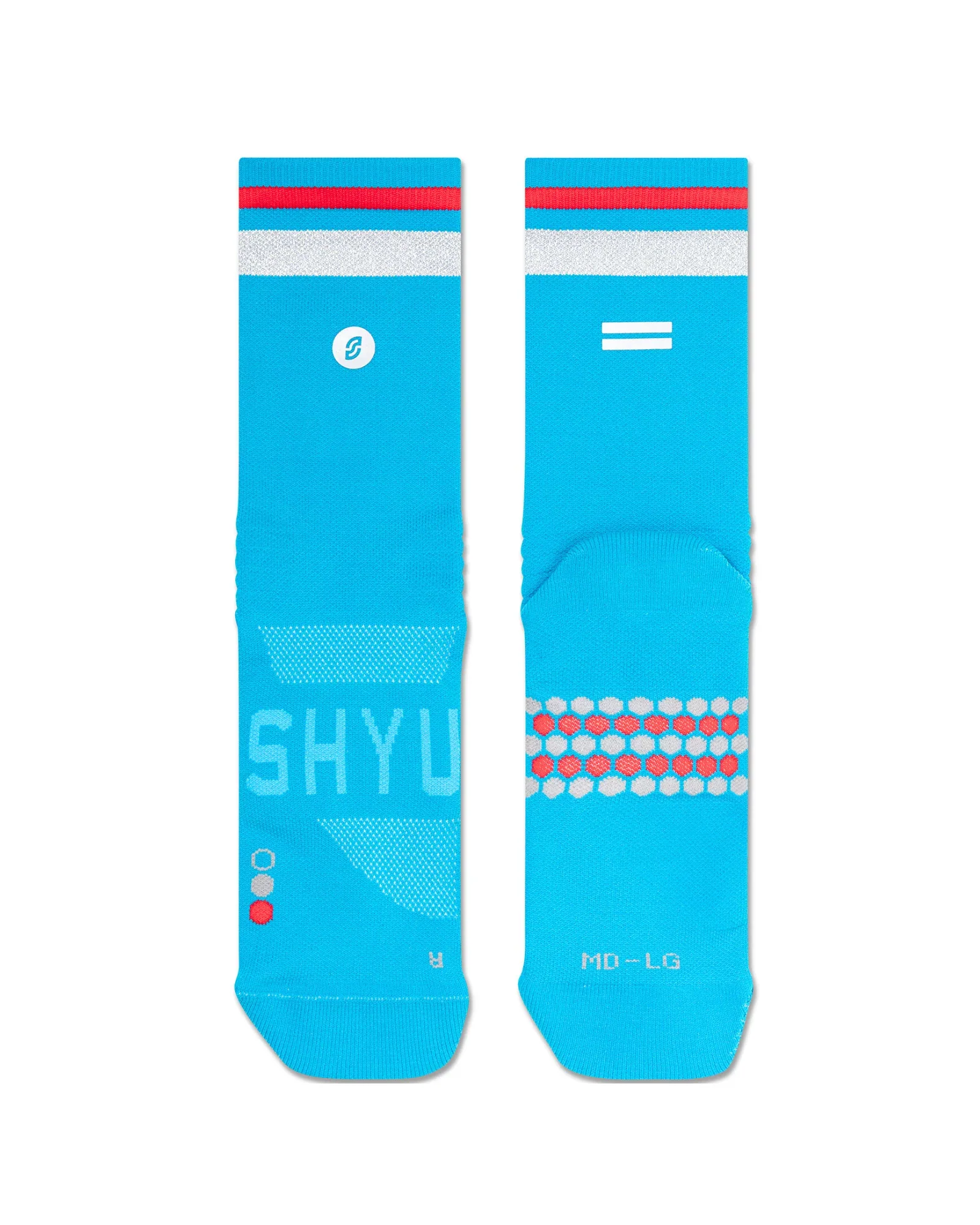 SHYU Racing Half Crew Socks - Sapphire/Chrome/Red - Image 2