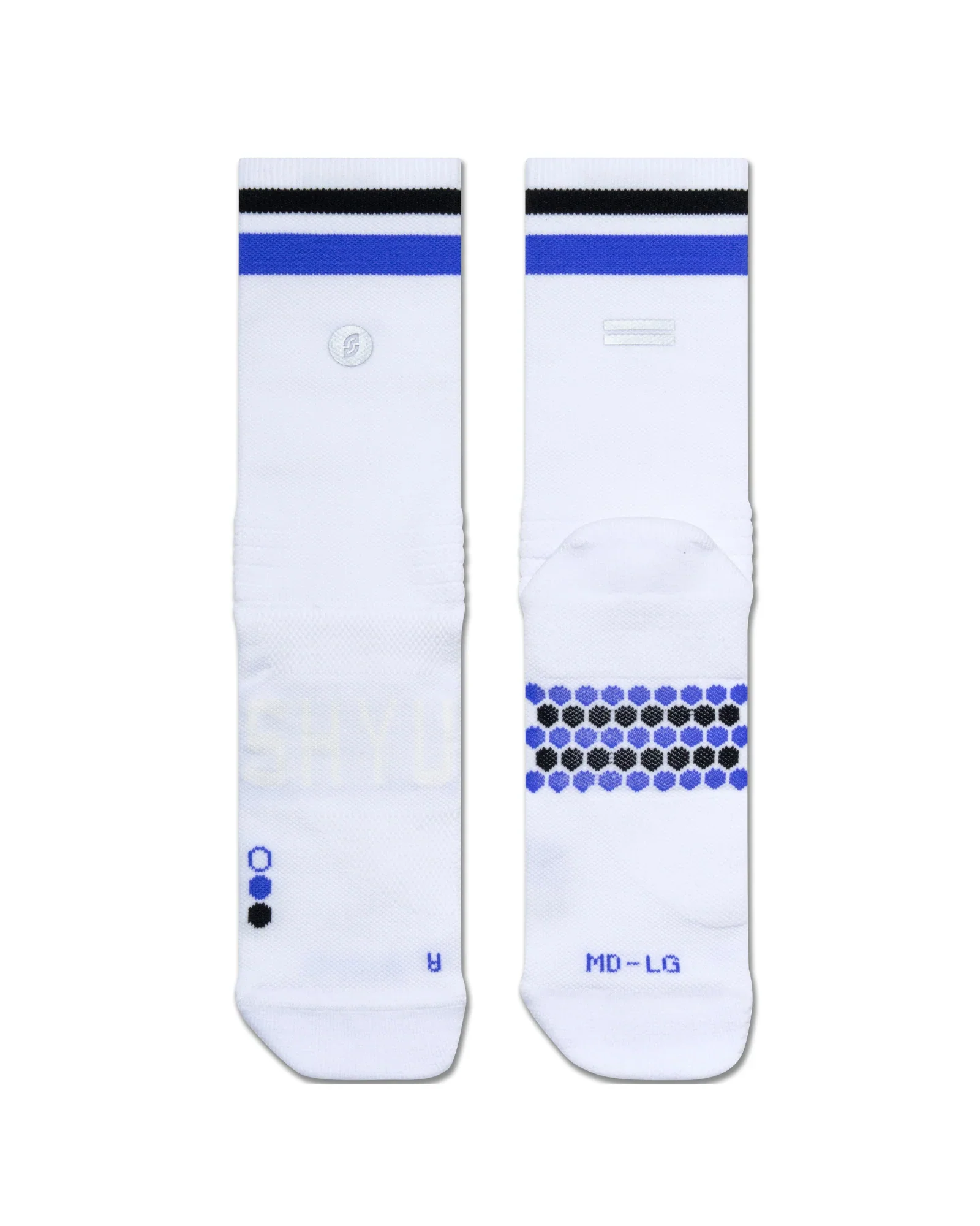 SHYU Racing Half Crew Socks - White/Indigo/Black - Image 2