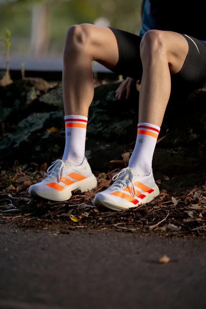 SHYU Racing Half Crew Socks - White/Tangerine/Red - Image 3