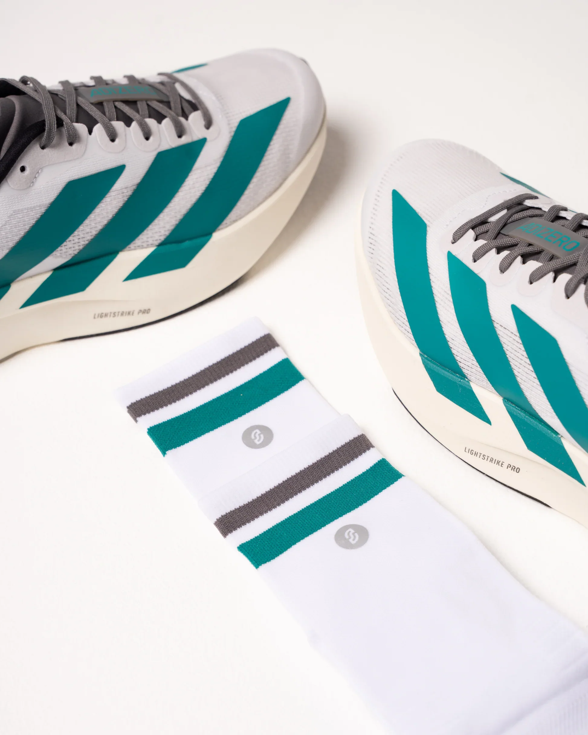 SHYU Racing Half Crew Socks - White/Teal/Carbon - Image 3