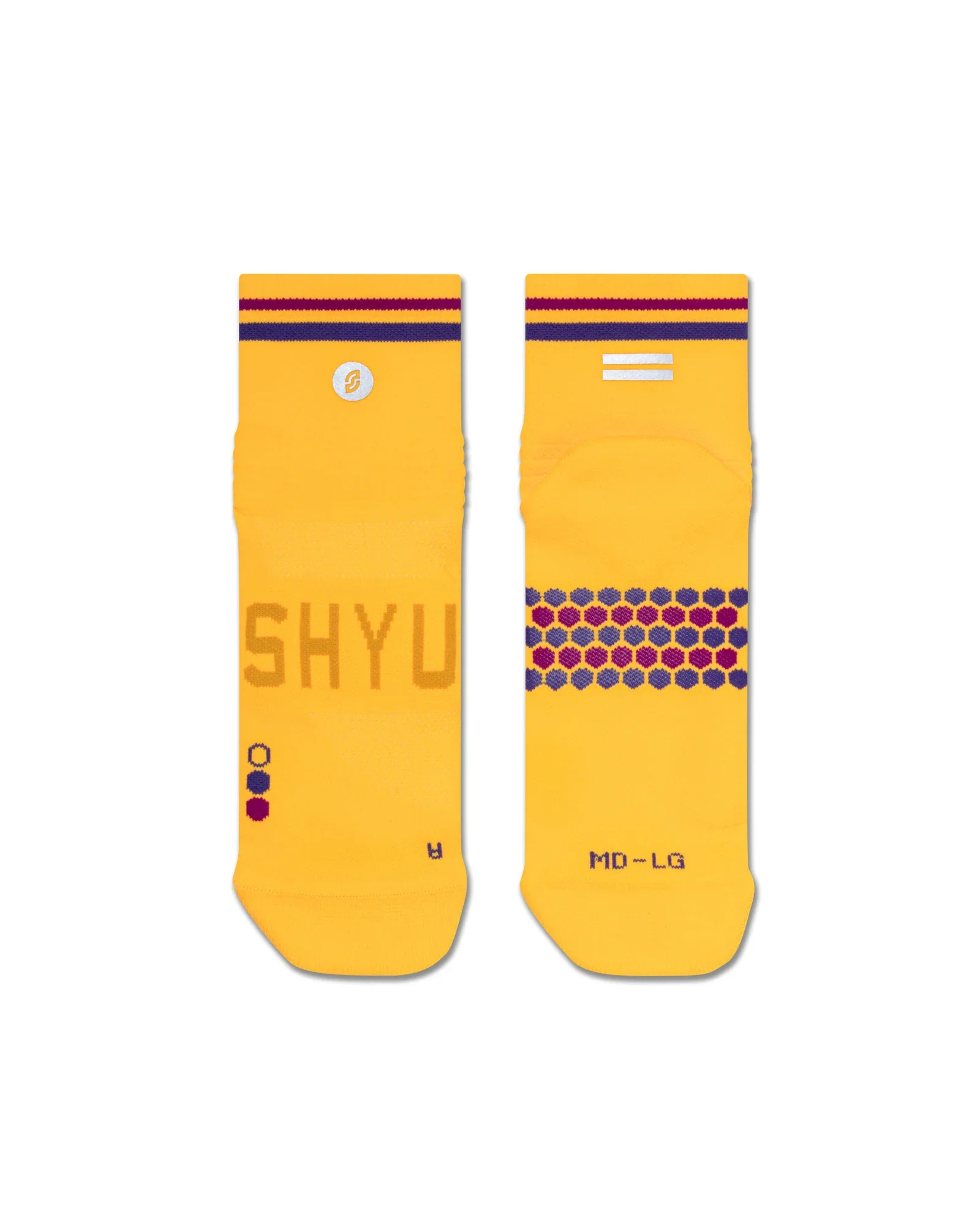 SHYU Racing Quarter Crew Socks - Amber/Eggplant/Claret - Image 2