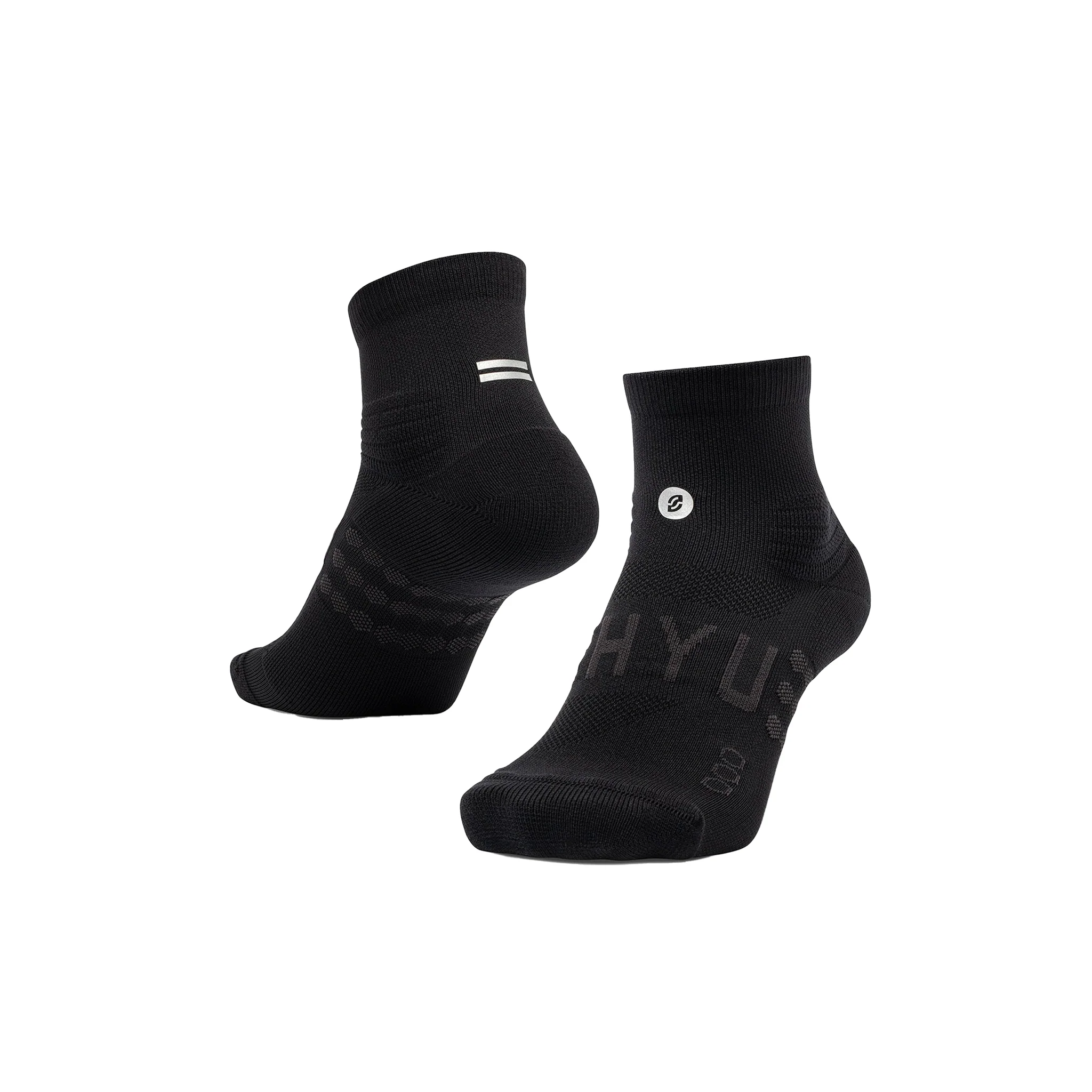 SHYU Racing Quarter Crew Socks - Black/Black/Black