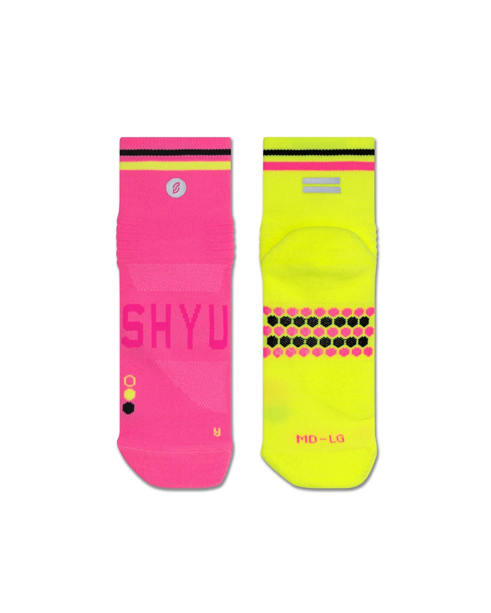SHYU Racing Quarter Crew Socks - Rhubarb/Custard/Black - Image 2