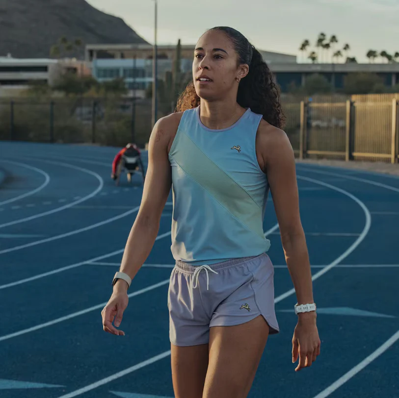 Tracksmith Womens Van Cortlandt Singlet - Lavender Print/Jadeite - SS26 - Image 2